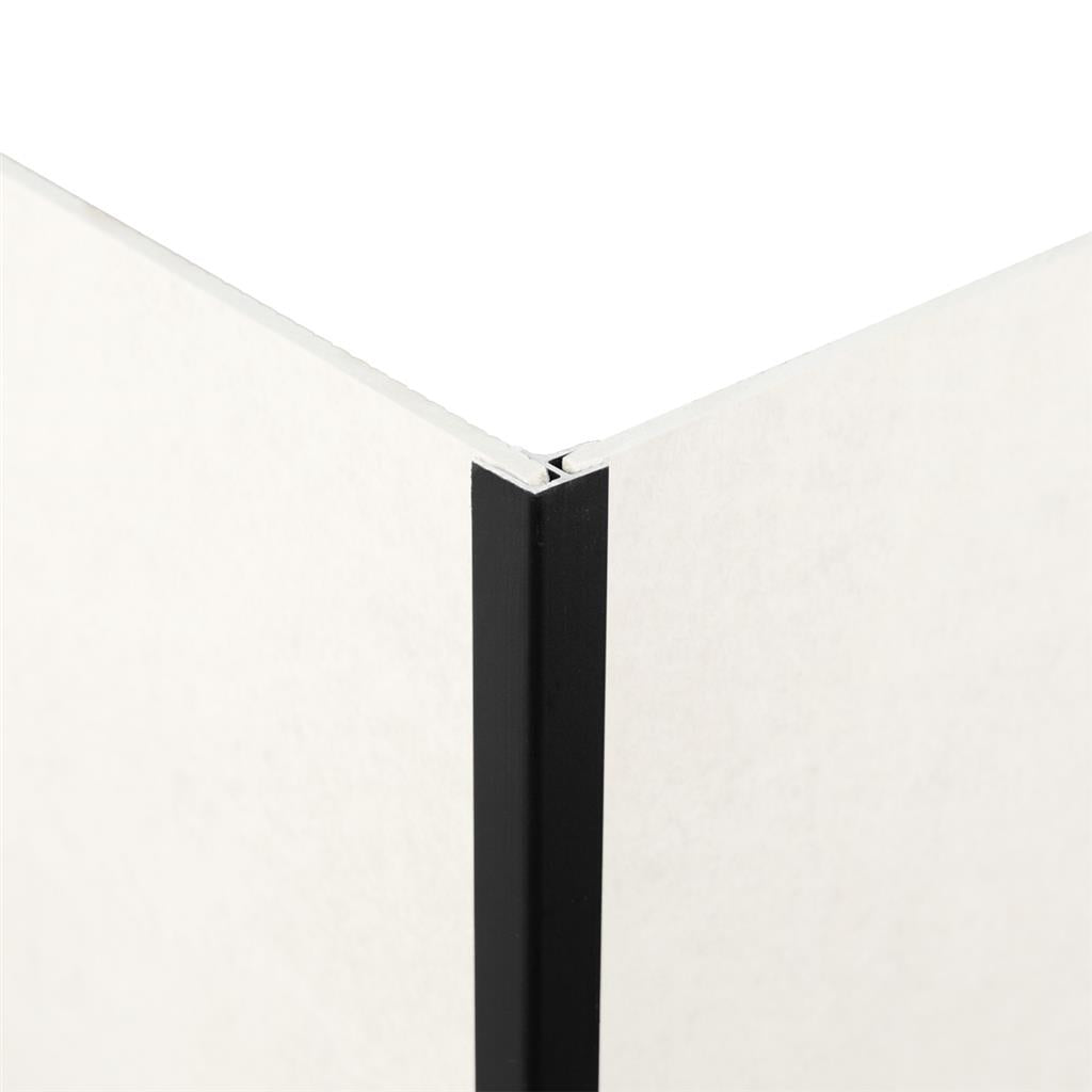 Binnen- en buitenhoekprofiel Zwart pvc wand